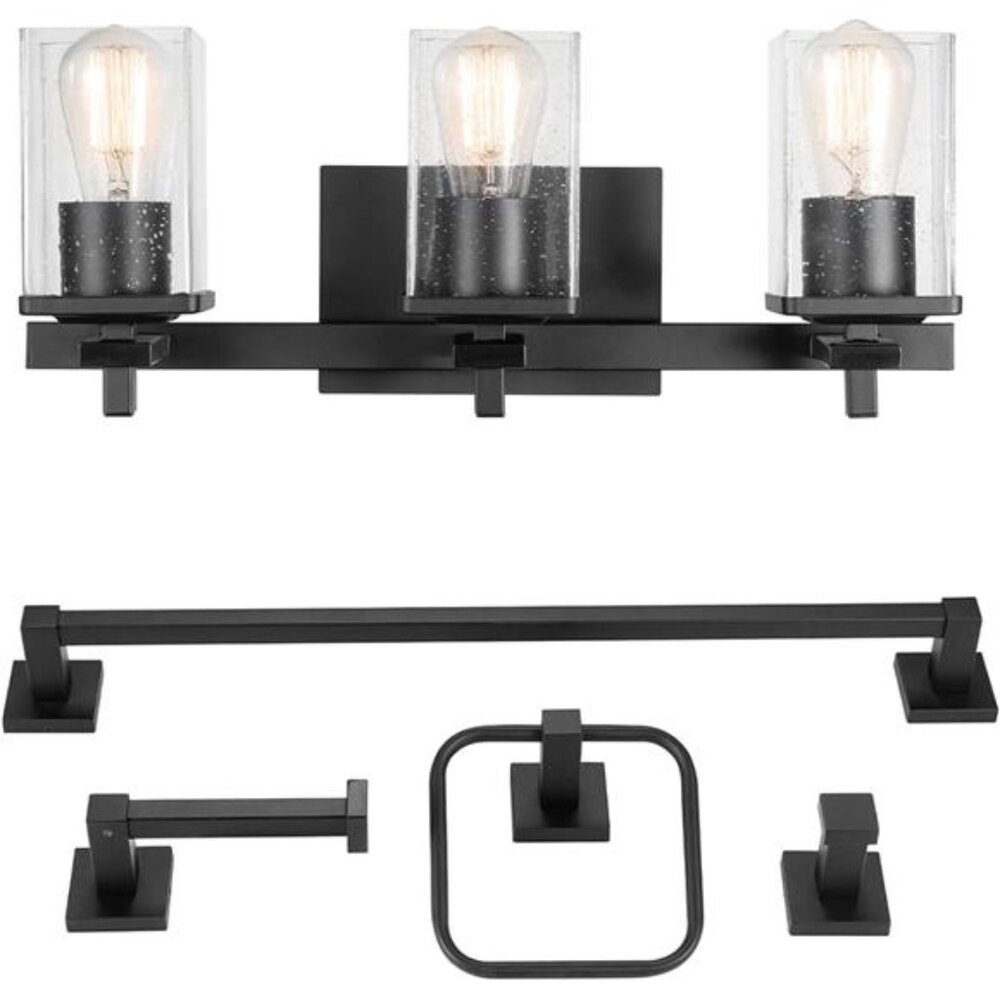 Globe Electric 51634 Dakota 5-Piece All-in-One Bathroom Set 3 Vanity Light